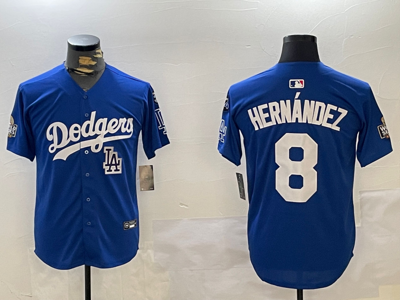 Men Los Angeles Dodgers #8 Hernandez 2024 World series patch blue jersey 20241120125->los angeles dodgers->MLB Jersey